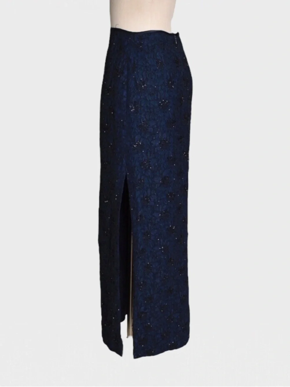 Carmen Marc Valvo Beaded Lace Maxi Skirt‎